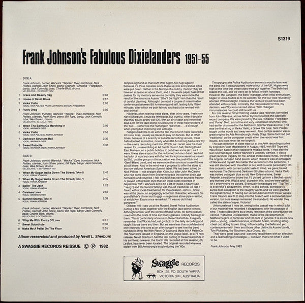 Frank Johnson's Fabulous Dixielanders : 1951-55 (LP, Comp, Mono, RE)