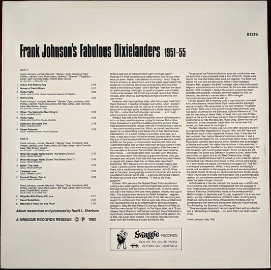 Frank Johnson's Fabulous Dixielanders : 1951-55 (LP, Comp, Mono, RE)