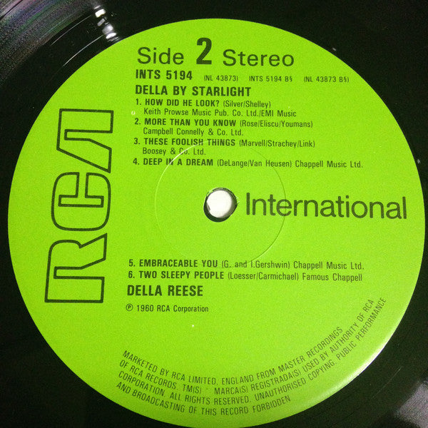Della Reese : Della By Starlight (LP, Album, RE)