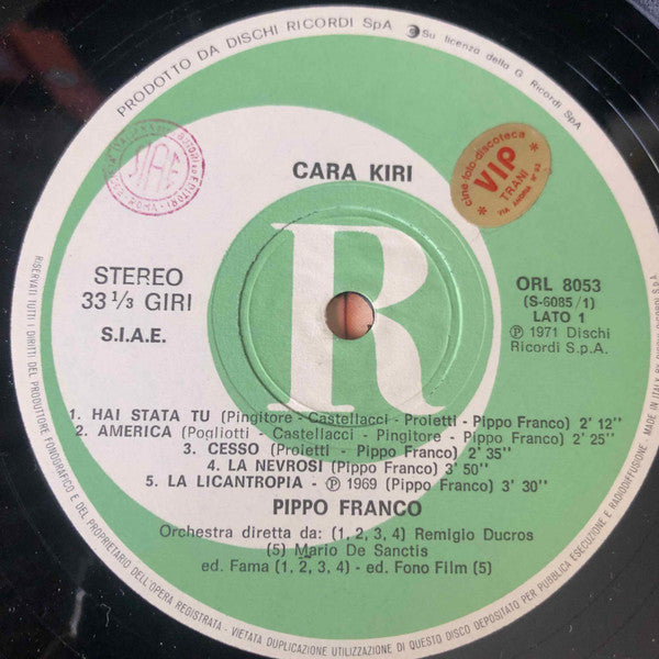 Pippo Franco : Cara Kiri (LP, Album, RE)
