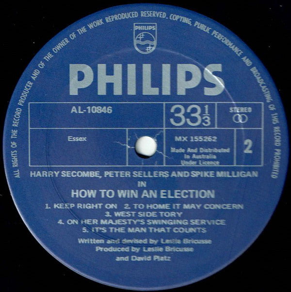 Harry Secombe, Peter Sellers and Spike Milligan : How To Win An Election (Or Not Lose By Much) (LP, Album)