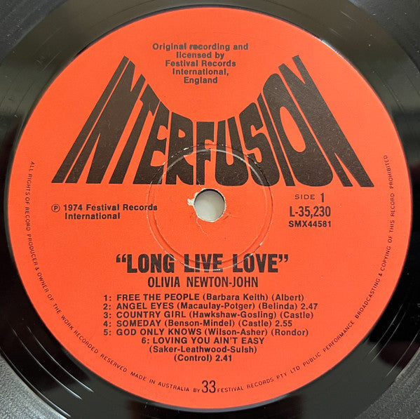 Olivia Newton-John : Long Live Love (LP, Album, RE, Red)