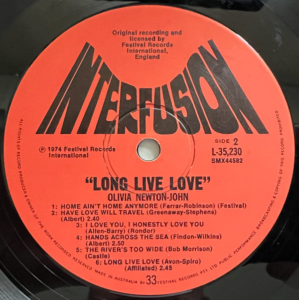 Olivia Newton-John : Long Live Love (LP, Album, RE, Red)