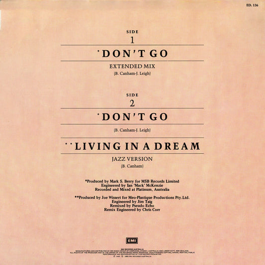 Pseudo Echo : Don't Go (12")