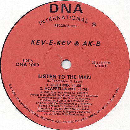 Kev E Kev & AK-B : Listen To The Man (12", RE)