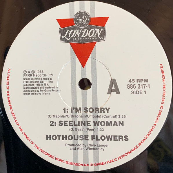 Hothouse Flowers : I'm Sorry (12")