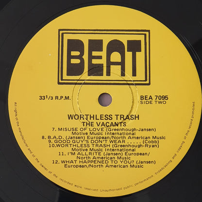 The Vacants : Worthless Trash (LP, Album)