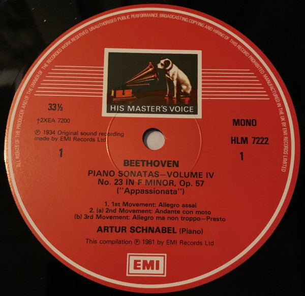 Artur Schnabel / Ludwig van Beethoven : The Beethoven Piano Sonatas Volume 4: Sonatas Nos. 23 & 25-32 (4xLP, Comp, Mono + Box)