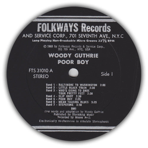 Woody Guthrie : Poor Boy (LP, RE)