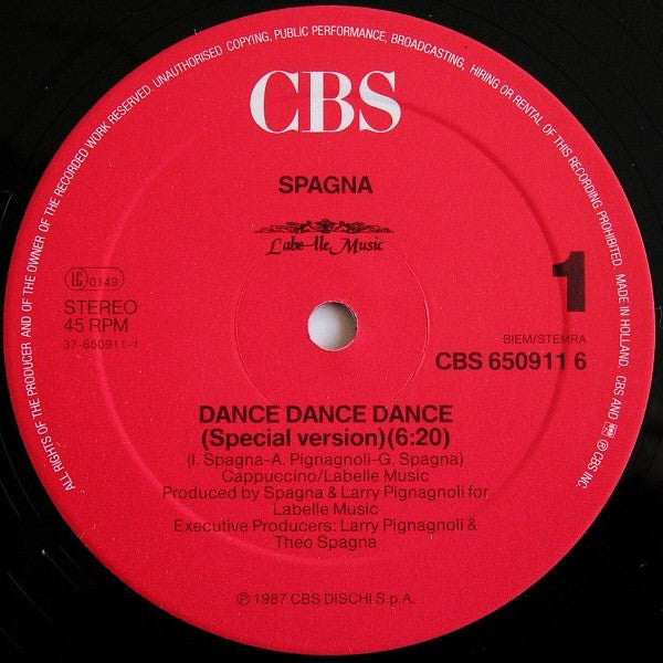 Spagna* : Dance, Dance, Dance (Special Version) (12", Maxi)