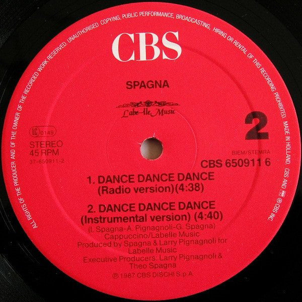 Spagna* : Dance, Dance, Dance (Special Version) (12", Maxi)