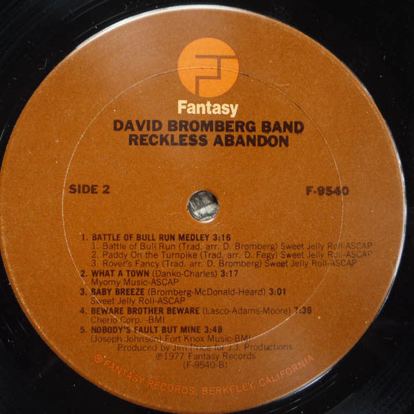 The David Bromberg Band* : Reckless Abandon (LP, Album)