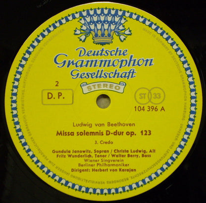 Ludwig van Beethoven, Gundula Janowitz · Christa Ludwig, Fritz Wunderlich · Walter Berry, Wiener Singverein, Berliner Philharmoniker, Herbert von Karajan : Missa Solemnis (2xLP + Box)