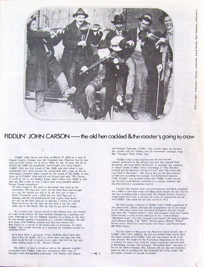 Fiddlin' John Carson : The Old Hen Cackled And The Rooster's Gonna Crow (LP, Album, RM)