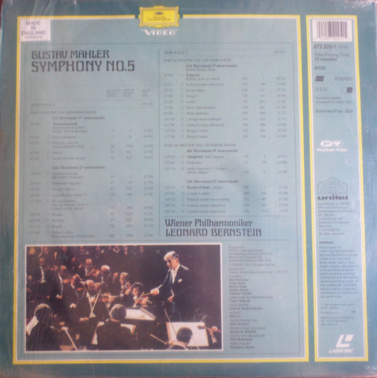 Leonard Bernstein, Wiener Philharmoniker, Mahler* : Symphony No. 5 (Laserdisc, 12", RM, NTSC)