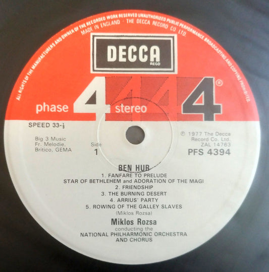 Miklós Rózsa Conducting National Philharmonic Orchestra And Chorus* : Ben Hur (LP)