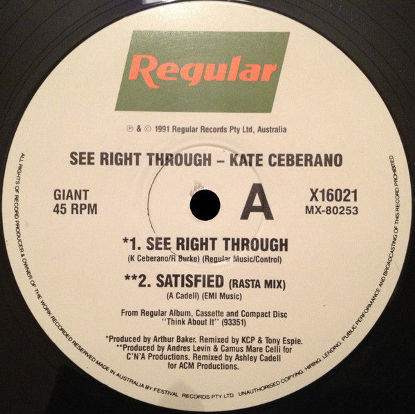 Kate Ceberano : See Right Through (12", Single)