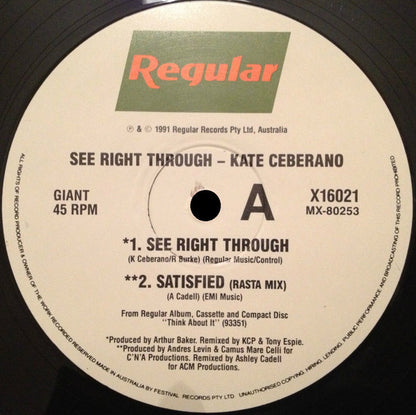 Kate Ceberano : See Right Through (12", Single)