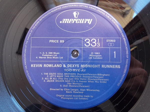 Kevin Rowland & Dexys Midnight Runners : Too-Rye-Ay (LP, Album, RE)