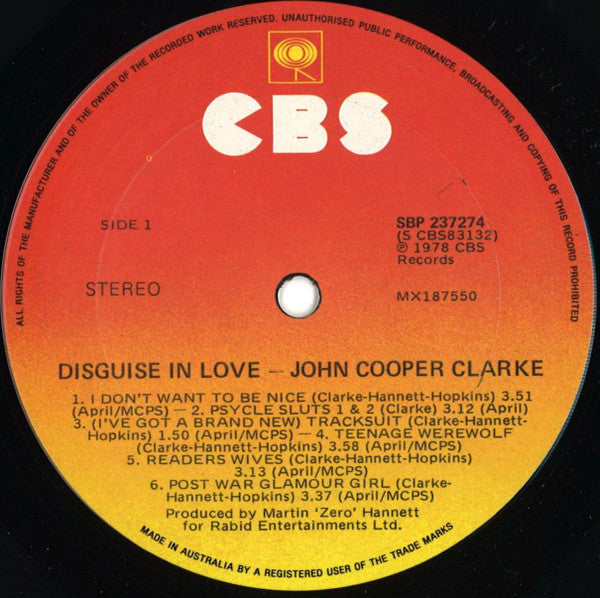 John Cooper Clarke : Disguise In Love (LP, Album)