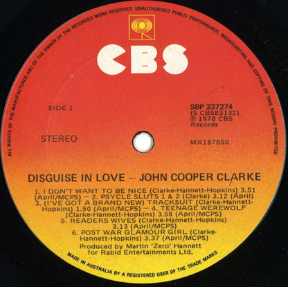 John Cooper Clarke : Disguise In Love (LP, Album)