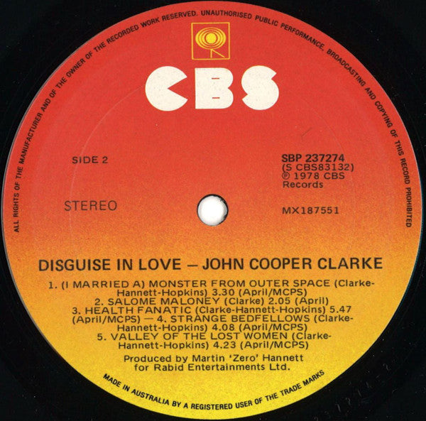 John Cooper Clarke : Disguise In Love (LP, Album)