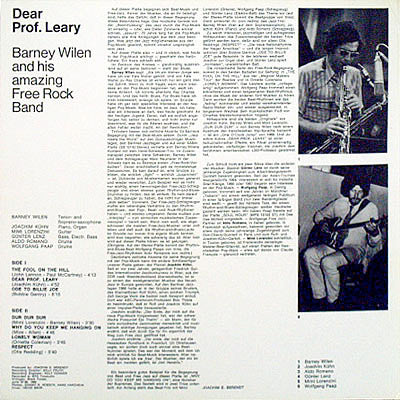 Barney Wilen And His Amazing Free Rock Band : Dear Prof. Leary (LP, Album)