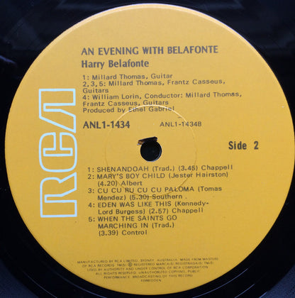 Harry Belafonte : An Evening With Belafonte (LP, Album, RE)