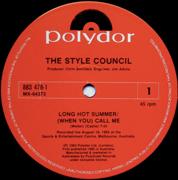 The Style Council : Long Hot Summer/(When You) Call Me (12", Single)