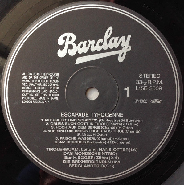 Various : Escapade Tyrolienne = チロルの音楽 / アルプスの歌と踊り (LP, RE)