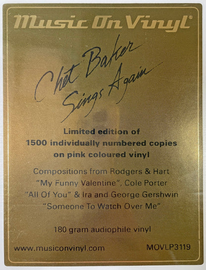 Chet Baker : Sings Again (LP, Album, Ltd, Num, RE, Pin)