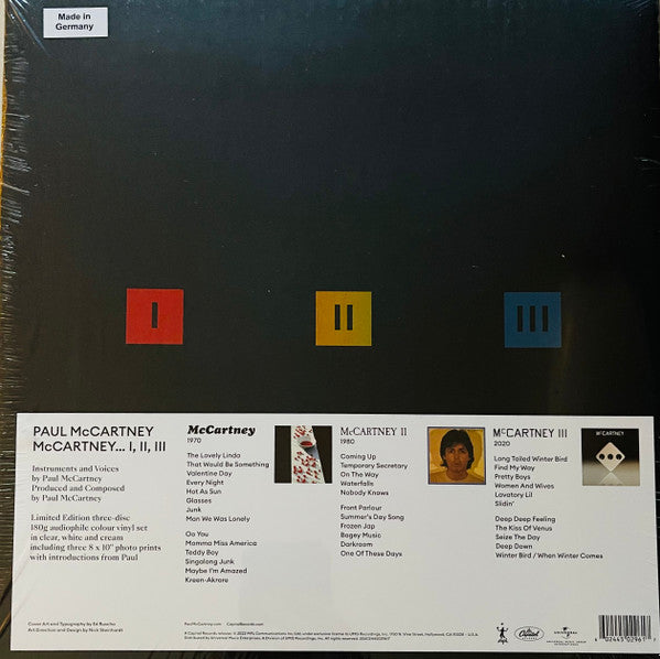 Paul McCartney : McCartney I II III (LP, Album, RE, Cle + LP, Album, RE, Whi + LP, Albu)