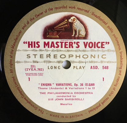 Sir Edward Elgar, Sir John Barbirolli · Philharmonia Orchestra : Enigma Variations / Cockaigne Overture (LP, Gol)