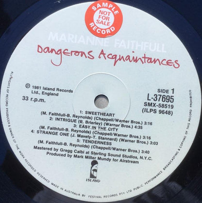 Marianne Faithfull : Dangerous Acquaintances (LP, Album, Fir)