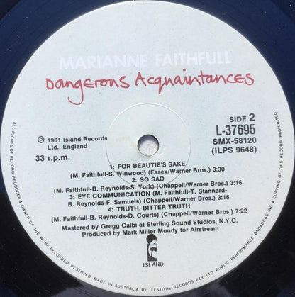 Marianne Faithfull : Dangerous Acquaintances (LP, Album, Fir)