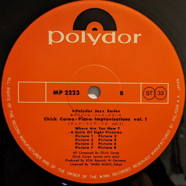 Chick Corea : Piano Improvisations Vol. 1 (LP, Album)