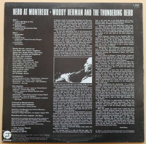 Woody Herman : Herd At Montreux (LP, Album)