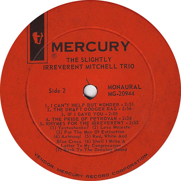 The Mitchell Trio* : The Slightly Irreverent Mitchell Trio (LP, Album, Mono, Ric)