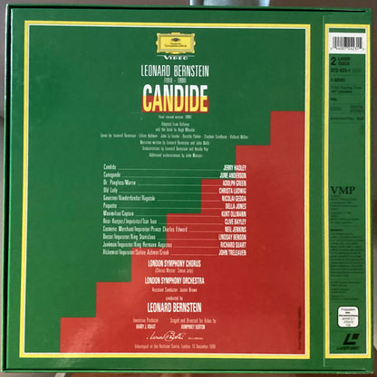 Leonard Bernstein - Jerry Hadley, June Anderson, Christa Ludwig, Adolph Green, Nicolai Gedda, Della Jones, Kurt Ollmann, London Symphony Orchestra & London Symphony Chorus, Leonard Bernstein : Candide (2xLaserdisc, 12", PAL, thr + Box)