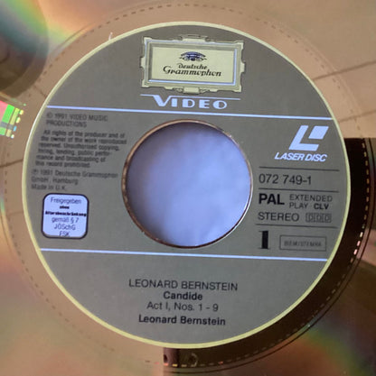 Leonard Bernstein - Jerry Hadley, June Anderson, Christa Ludwig, Adolph Green, Nicolai Gedda, Della Jones, Kurt Ollmann, London Symphony Orchestra & London Symphony Chorus, Leonard Bernstein : Candide (2xLaserdisc, 12", PAL, thr + Box)