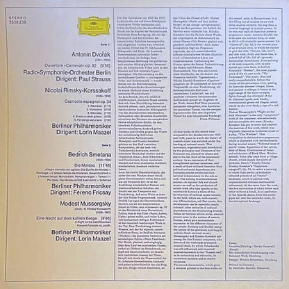 Ferenc Fricsay • Paul Strauss • Lorin Maazel : Carneval Ouvertüre / Die Moldau / Capriccio Espagnol / Eine Nacht Auf Dem Kahlen Berge = A Night On Bold Mountain (LP, Comp)