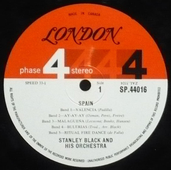 Stanley Black & His Orchestra : Spain (LP, Album, Gat)