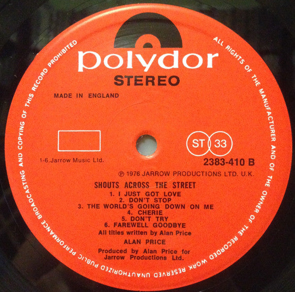 Alan Price : Shouts Across The Street (LP, Album)