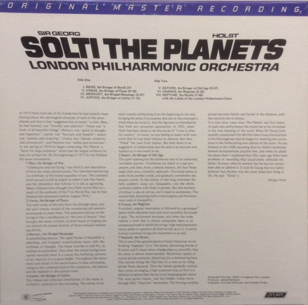 Holst*, Sir Georg Solti*, London Philharmonic Orchestra : The Planets (LP, Album, RE, RM)