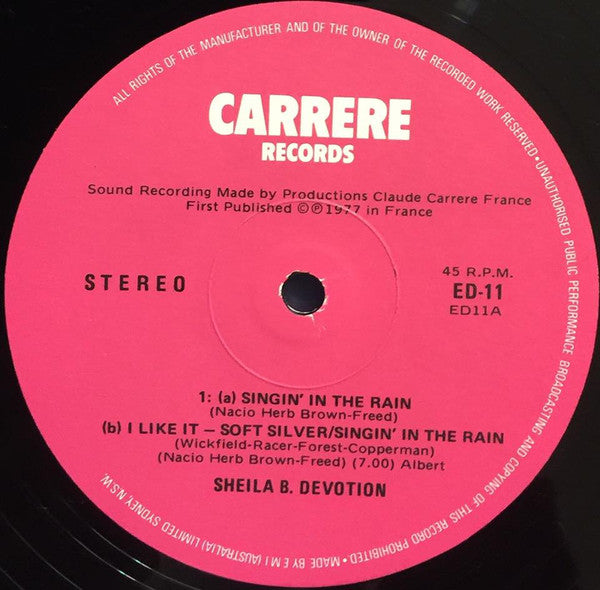Sheila & B. Devotion : Singin In The Rain (12")