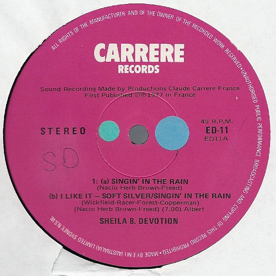 Sheila & B. Devotion : Singin In The Rain (12")