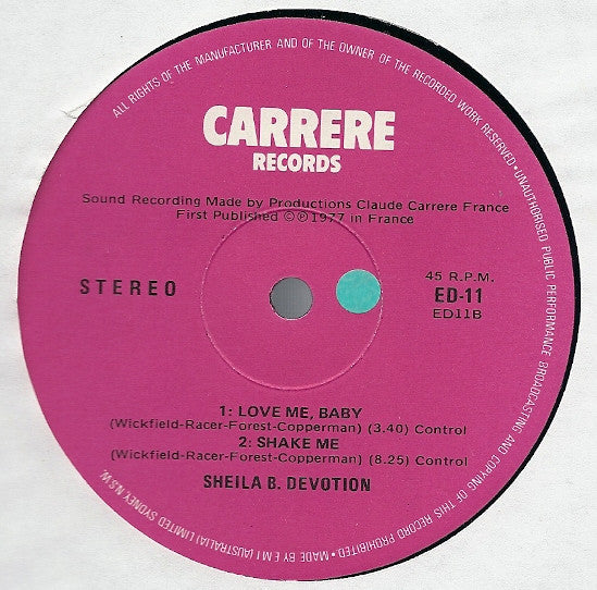 Sheila & B. Devotion : Singin In The Rain (12")