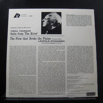 Virgil Thomson, Symphony Of The Air, Leopold Stokowski : The Plow That Broke The Plains · Suite From 'The River' (LP, Ltd, Num, RE, RM)