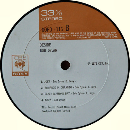 Bob Dylan : Desire = 欲望 (LP, Album)