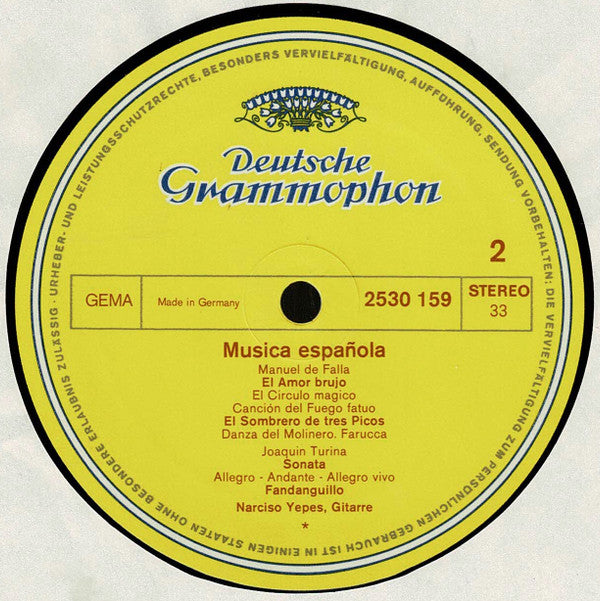 Isaac Albéniz · Enrique Granados · Manuel De Falla · Joaquín Turina – Narciso Yepes : Música Española (LP, RP)